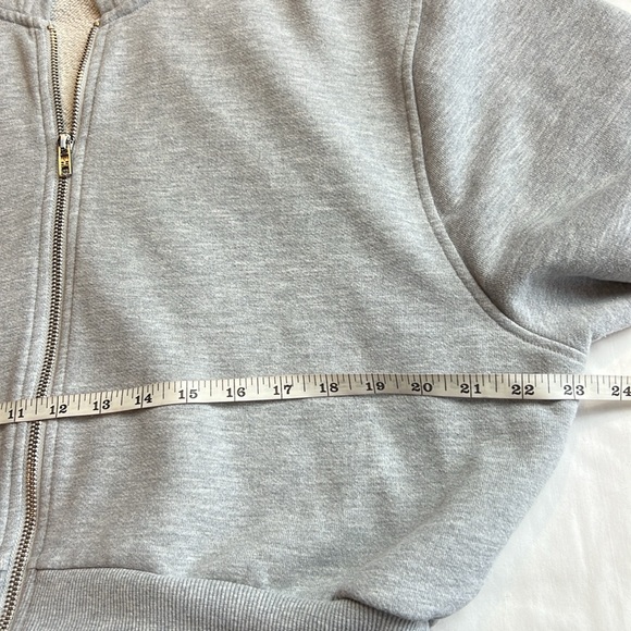 ALO YOGA Sweet Escape Zip Up Cropped Hoodie Grey SZ L - Picture 9 of 12